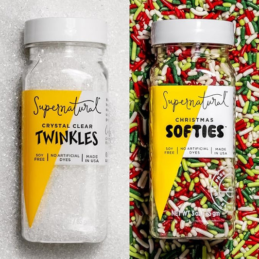 Supernatural All Natural Sprinkles Dye Free Christmas Set, No Artificial Dyes, Soy Free, Gluten Free, Vegan & Dye Free Food Sprinkles, 3oz (Pack of 2)