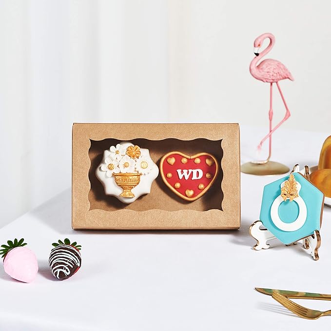 RomanticBaking 100 Pack Brown 7 x 4 3/8 x 1 1/2inches Cookies Boxes for Wedding Baby Shower Bakery Boxes for Macaron Truffle Donut Chocolate Cakesicle