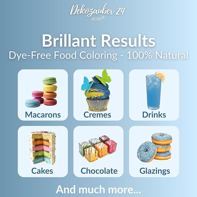 Dekozauber24 Natural blue food coloring, 0.35oz edible powder, dye free, vegan, plant based and gluten free color for baking