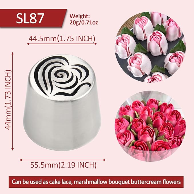 Extra Large Russian Piping Tips for Marshmallows Stainless Steel Flower Frosting Nozzles many styles Cake Decorating Baking tool for Buttercream, Cupcakes Cookies(SL87)