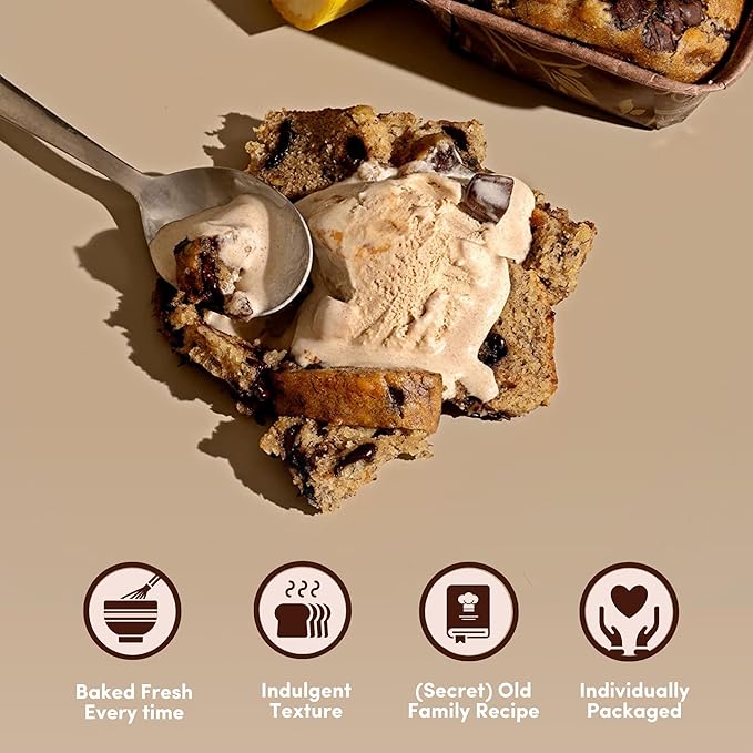 Gourmet Vegan Banana Bread by Sweetness Central, Baked Fresh for Each Order, Made with Belgian Chocolate Chips, The Perfect Dessert, Individually Wrapped to Arrive Soft & Moist, 6 Pack