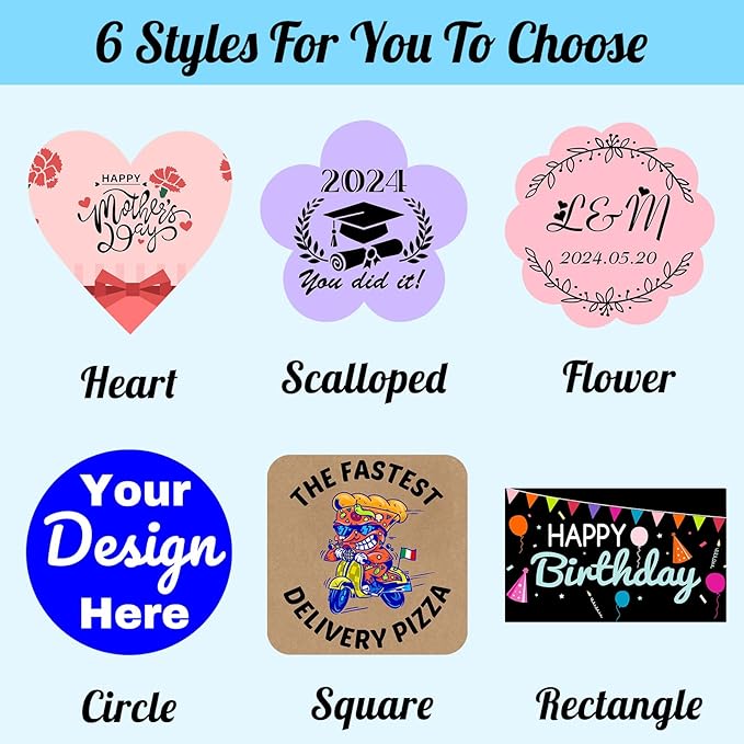 50~1000Pcs Personalized Sticker Custom Label Customized Business Logo Vinyl Stickers Personalized Waterproof Labels with Name Text Photo Make Your Own Sticker for School Office - Rectangle 3"