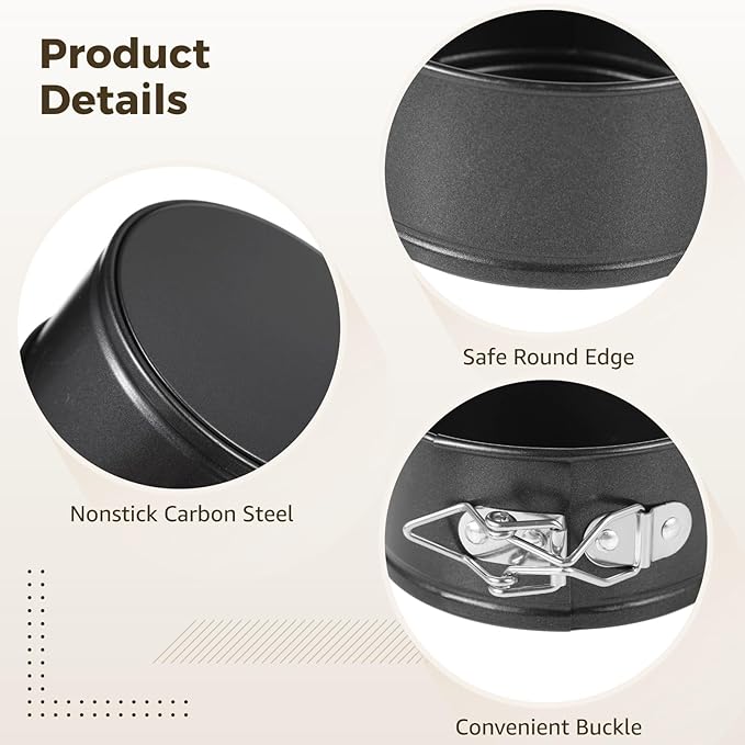4 Inch Springform Pans, 8 Pcs Mini Springform Pans Set, Spring Form Pan For Cheesecake, 4 Pcs Round & 4 Pcs Heart Shaped Cake Molds, Non-Stick Carbon Steel, Removable Bottom