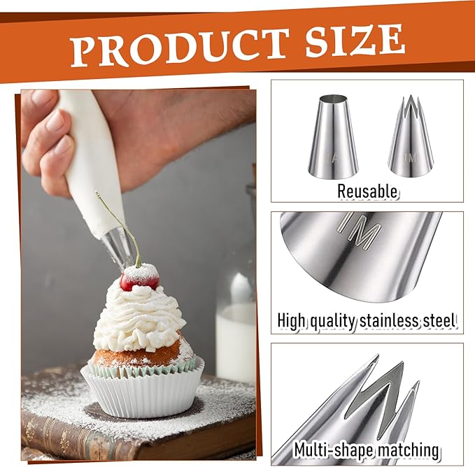 6 Pcs Large Piping Tips Set,Stainless Steel Cake Decorating Tips Frosting Tip Icing Tip for Cake Decorating,Pastry,Cupcakes,Cookie