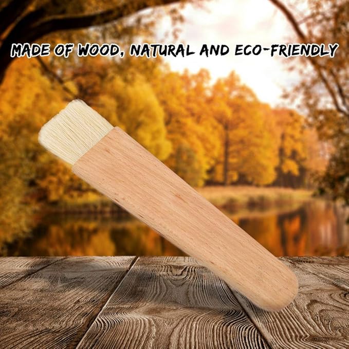 Wooden Baking Cooking Basting Brush Heat Resistant Pastry BBQ Marinade Brushes Cakes Meat Desserts Oil Sauce Butter Kitchen Tool(Flat Handle)