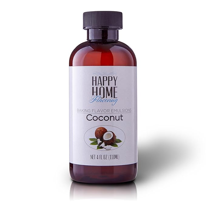 Happy Home Flavoring Imitation Coconut Baking Flavor Emulsion - Certified Kosher, 4 oz.