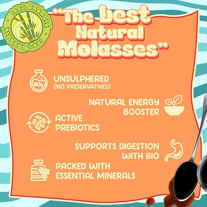 Better Than Honey Organic Blackstrap Molasses 20 Fl oz (32oz weight) – Unsulphured Natural Molasses with Rich Flavor for Baking, Coffee, Smoothies, Pancakes & Everyday Kitchen Use