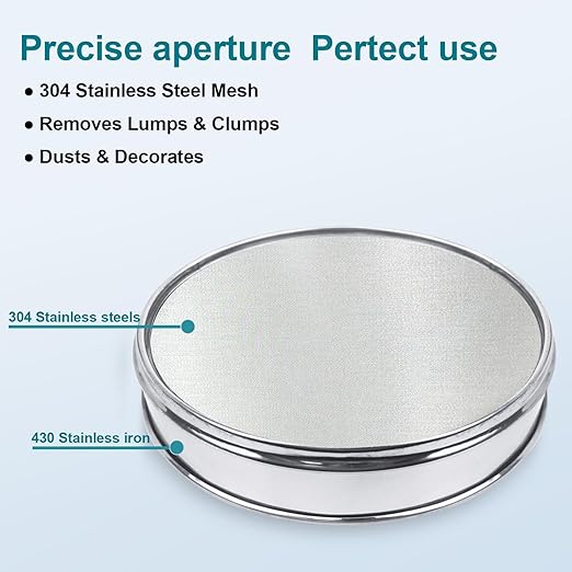 304 Stainless Steel Lab Sieve Screen Mesh, 1000 Mesh(0.015mm) Aperture Test Sieve, 12Inch(30cm) Diameter Economy Standard Analysis Sample Test Sieves for Industrial Laboratory Homes