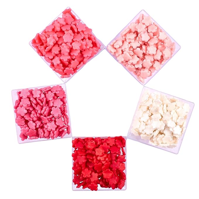 Confect Pink, Red & White Flowers sprinkles | Anniversary Sprinkle | Sprinkles for Baking & Cake Decorative | Cookie sprinkles | Edible sprinkle-Mix Pack of 5 -Vegan, Gluten-Free, Nut-Free, Soy-Free, Dairy-Free, Palm Oil-Free -5 Oz