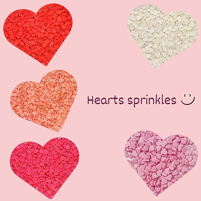 Confect Valentine Heart Sprinkles – Red, White & Pink Edible Sprinkle Mix | Pack of 5 for Cake, Cupcake, Cookie & Dessert Decorating | Celebration & Baking Sprinkles | Vegan, Gluten-Free – 5 Oz