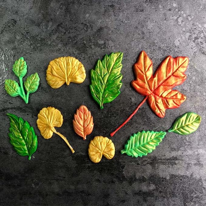 Leaf Silicone Mold Rose Flower Fondant Molds DIY Cake Decorating Tools Sugarcraft Candy Resin Clay Chocolate Gumpaste Moulds (6.08 x 5.28 x 0.24 inches)