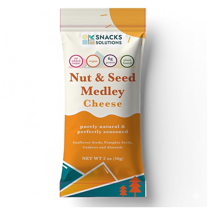 Snacks Solutions Nut and Seed Medley (2 oz - Pack of 8, Cheese) Natural, Gluten Free and Perfectly Seasoned, Sunflower Seeds, Pumpkin seeds, Cashews and Almonds