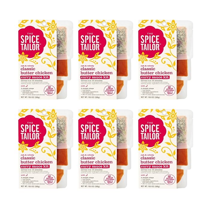 Spice Tailor 3 Simple Steps Restaurant Quality Meals in Minutes Kits Ready in 10 Minutes (6 Pack, Classic Butter Chicken)