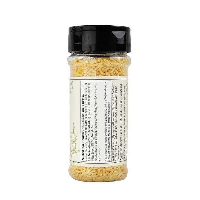 Olive & Vine Yellow Soft Sprinkles, Subtle Sweetness, For Baking & Desserts, Rich Tradition, Authentic Taste, For Global Recipes (5.76 Ounce)