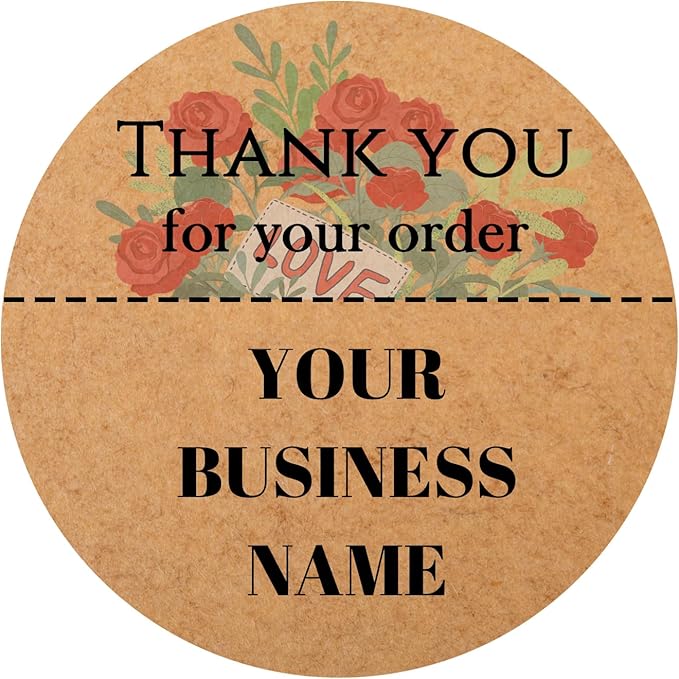 60-1000 pcs Custom Stickers Tags,Personalize Business Logo Labels Thank You Kraft Label Stickers for Baking Packaging,Envelope Seals, Small Business (Kraft Paper 6)