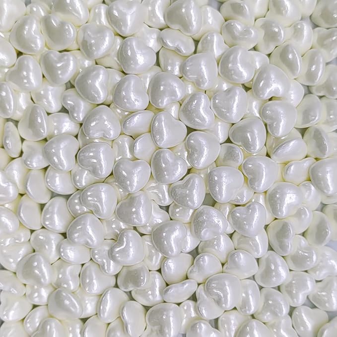 White Heart Sprinkles Edible Heart Cake Decorating Cake Decorations Cupcake Toppers Cookie Decorating Perfect for Cakes, Cupcakes, Desserts Toppings 3OZ