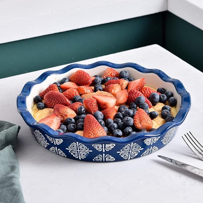 Wisenvoy Pie Pan Ceramic Pie Dish Pie Plate Porcelain Deep Dish Pie Pan Non-Stick Pie Pans