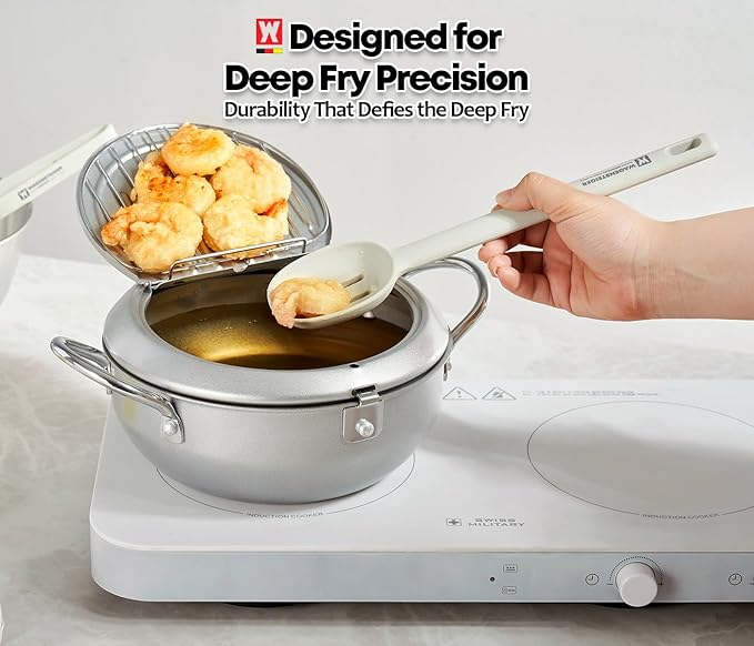 Light Gray Versatile Slotted Spoon: Muti-Purpose Cooking Tool with Heat Resistant, Non-stick Cookware Safe, Skimmer for Deep Frying Cooking, BPA Free (11.02inch x 2.56inch)