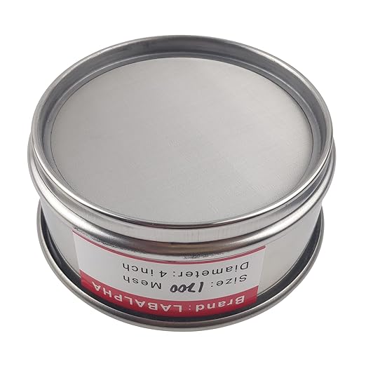 LABALPHA 1200 Mesh Lab Sieves, Test Sieve #1200 Mesh, 4'' Diameter, 304 Stainless Steel Wire Cloth (0.013mm)