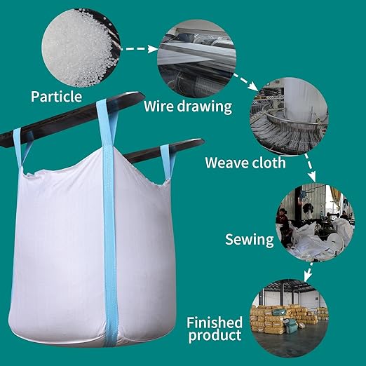 2 Pack FIBC Bulk Bag, Flexible Bulk Bags1.5 Ton Bag, 35"L x 35"W x 43"H, 3300lbs SWL, Duffle Top Flat Bottom Heavy Duty, Woven Polypropylene Waste Bag