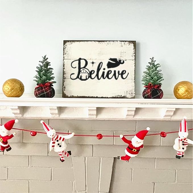 Self-Adhesive Christmas Silk Screen Stencils, Reusable Mesh Transfers Adhesive Chalk Paste Stencils Painting on Wood, Fabric, T-Shirt, Chalkboard, Furniture, Wall Wood Craft DIY Christmas Decor