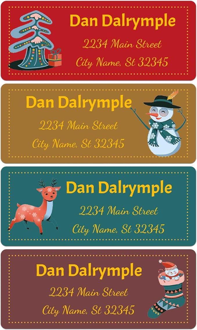 Personalized Address Labels mailing Labels Stickers Personalized Christmas Stickers 150pcs in Paper, Vinyl, Kraft Paper, Clear Material 0.75inchx2.5inch(Style 7)