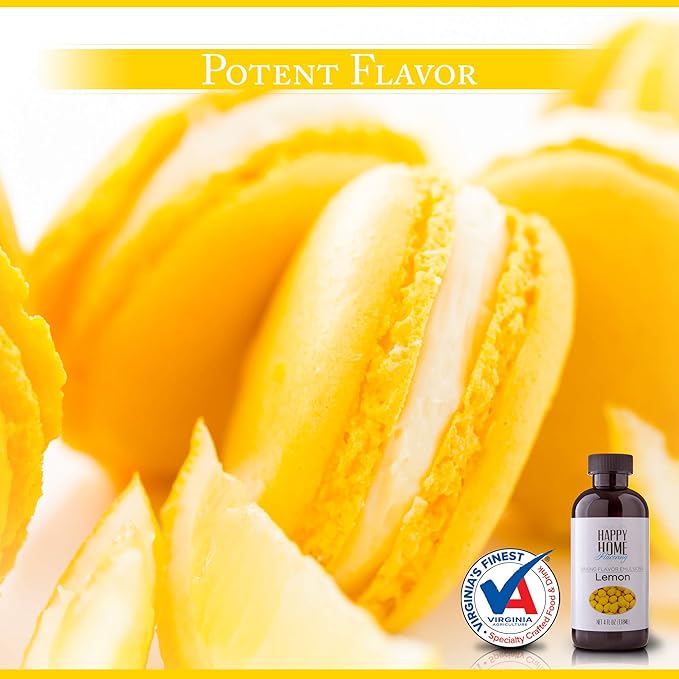 Happy Home Flavoring Natural Lemon Baking Flavor Emulsion - Certified Kosher, 4 oz.