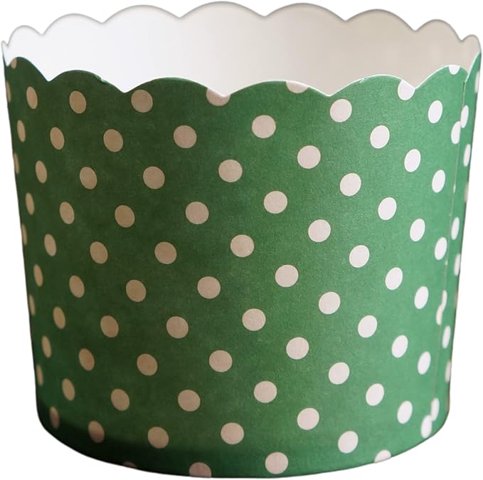 Paper Baking Cups (Polka Dots), Greaseproof Disposable Cupcake Liners (Green, Large Cups (50-Pack))