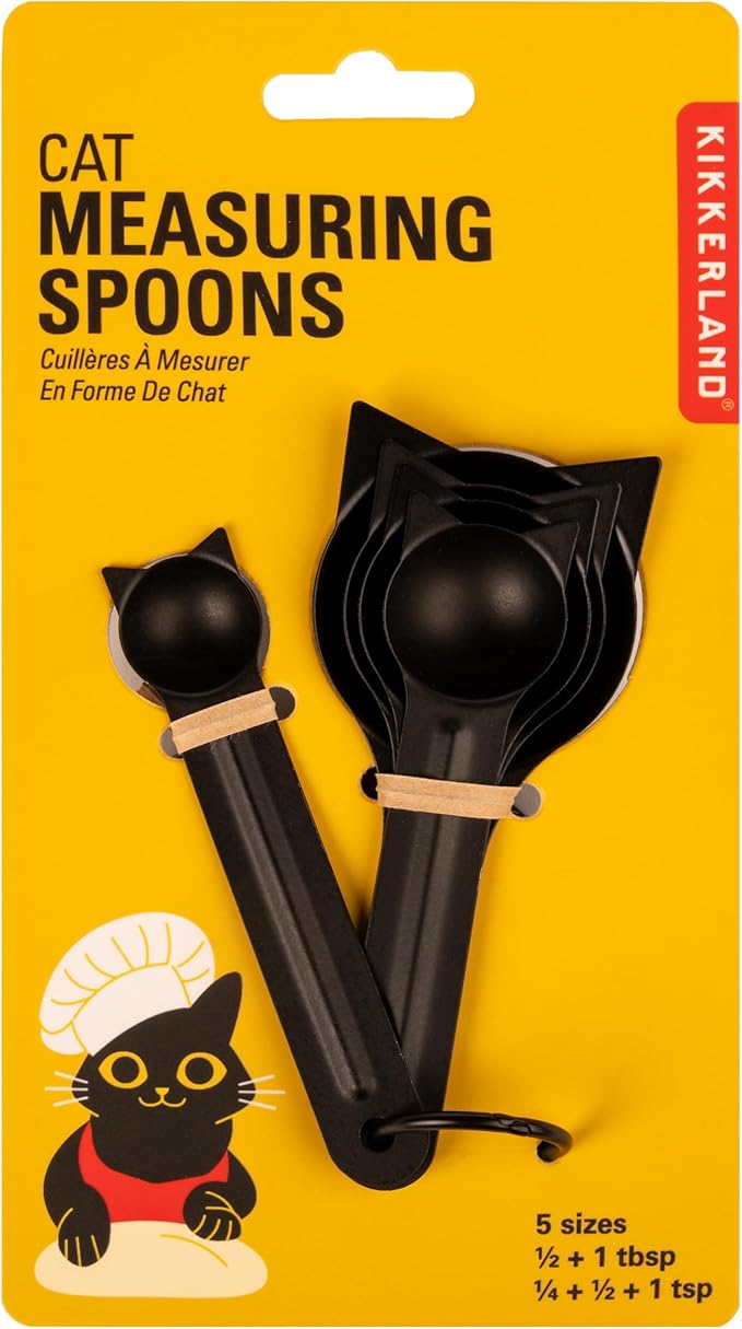 Kikkerland Cat Measuring Spoons, Cat-Shaped Spoons, Set of 5