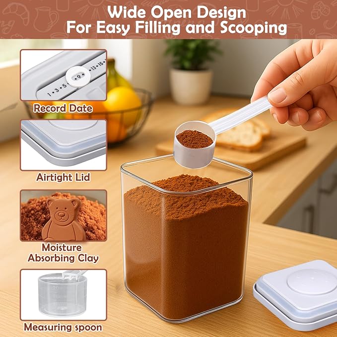 Mity rain Airtight Brown Sugar Container 2.7Qt/2600ml - Moisture-Proof Kitchen & Pantry Brown Sugar Keeper Container Airtight Saver Storage for Flour, Baking Supplies, Coffee with Locking Lid