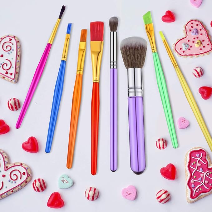 8 Pcs Christmas Cake Candy Decorating Brushes Food Fondant Tools Food Painting Brushes for Cake Chocolate Sugar Cookie Decorating Supplies with Fondant Gum Paste Tool for Christmas Xmas Party Supplies