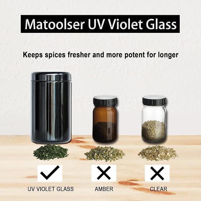 Black Glass Airtight Storage Container Jar 1000ml 2 Oz with UV Protection for Spice Coffee