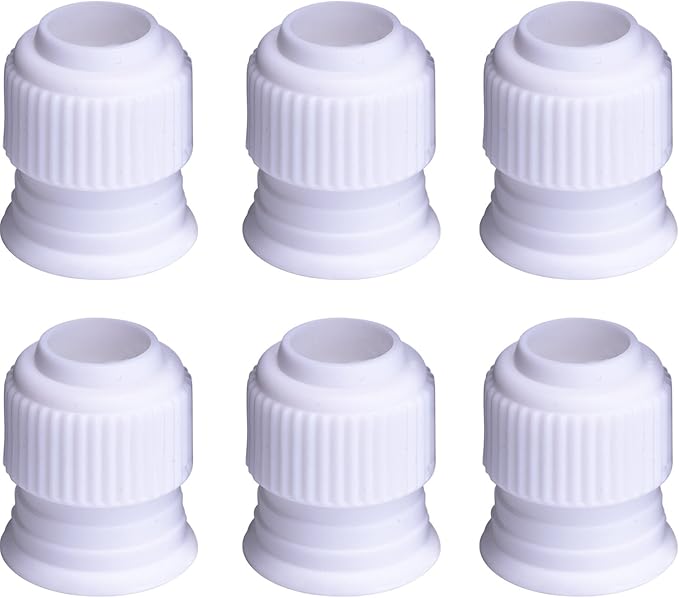 Shappy 6 Pieces Plastic Standard Couplers for Piping Bags Cake Decorating Pipe Tip White Coupler for Icing Nozzles, 1.2 x 1 Inch