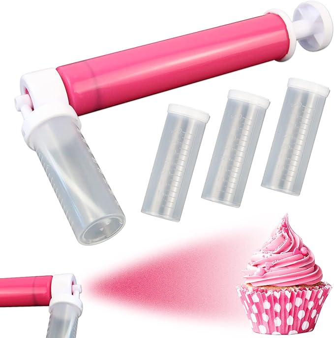 Rainmae Manual Airbrush for Decorating Cakes, DIY Baking Tools with 4pcs Cake Spray Tube for Kitchen DIY Baking Cake Cupcakes Cookies and Desserts Decorating Cake Icing Coloring Tool, Kitchen Supplies