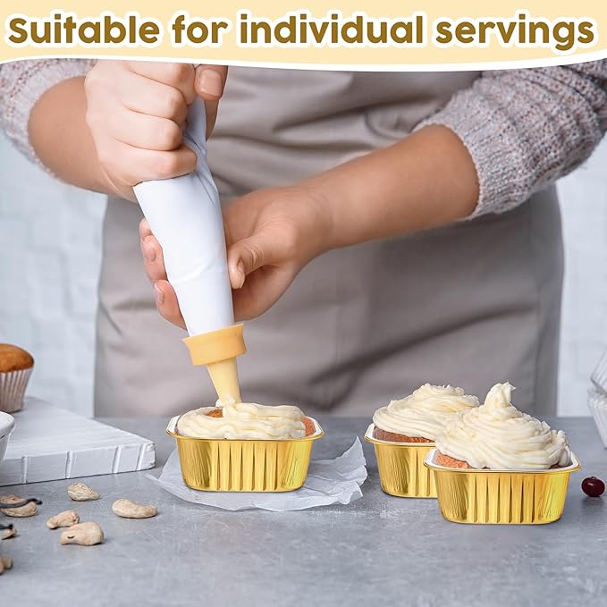 Aoriher 300 Pieces 10 oz Mini Cake Pans with Lids, Aluminum Foil Baking Cups, Square Disposable Cupcake Cups Baking Tins for Wedding Birthday Party Supplies(Multicolor)