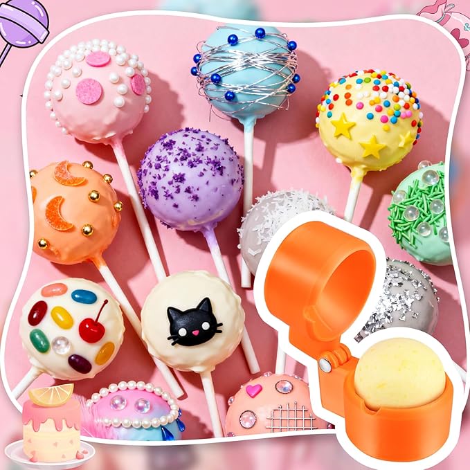 Round Cake Pop Mold Shapes Press Sphere Cake Pop Cutter and Pusher Reusable Cake Molds for Home Baking Birthday Parties Wedding Desserts Make Tool Cakepop DIY Accessories for Baking Enthusiast