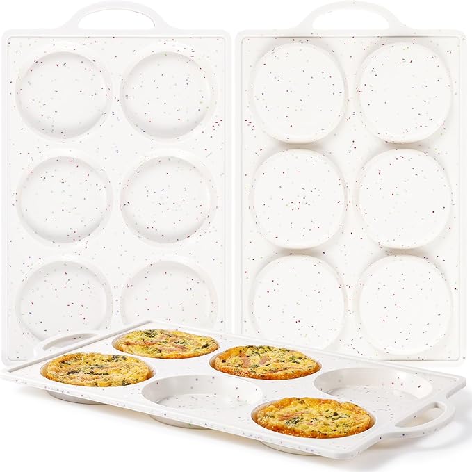 CAKETIME Muffin Top Pan Non Stick, 4 Inch Metal Frame Round Silicone Egg Baking Pan for Oven English Muffins, Whoopie Pies, Corn Bread, Egg Bites, Breakfast Sandwiches Tarts 3 Pack Confetti
