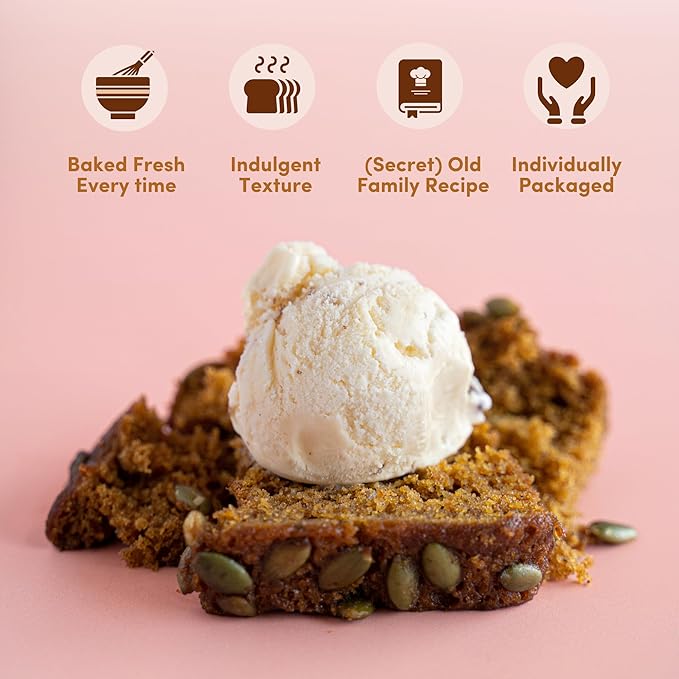 Gourmet Pumpkin Bread Spice by Sweetness Central, Baked Fresh for Each Order, Made with Pumpkin Seeds, The Perfect Dessert, or Housewarming Gift, Individually Wrapped to Arrive Soft & Moist, 6 Pack