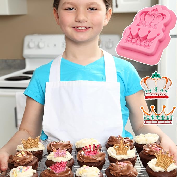 Mini Crown Fondant Molds 3pcs, 3D Crown Chocolate Cake Decorating Silicone Molds, for Dessert Display, Cupcake Toppers, Candy, Sugar Craft, Cookies, Marzipan, Polymer Clay, Epoxy Resin, Gypsum