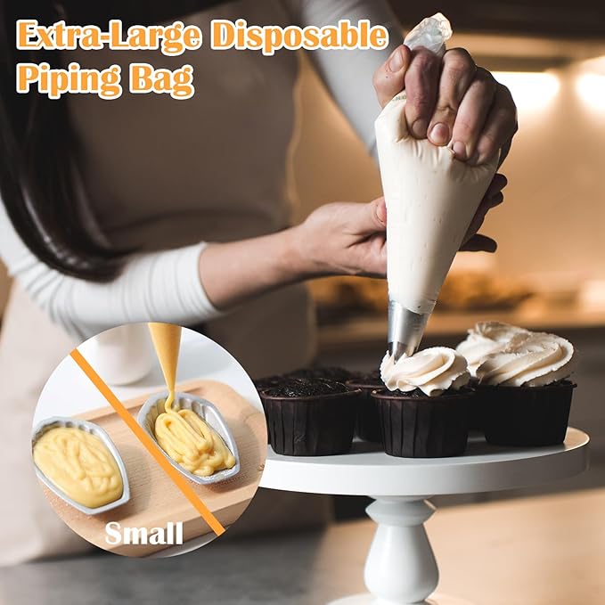 200 Pcs Piping Bags Extra Large 24 Inch Disposable Icing Bags Clear Anti Burst Pastry Bags, Thickened Non-Slip Icing Piping Bags for Frosting, Ideal for Desserts Cakes Cookie Decoration