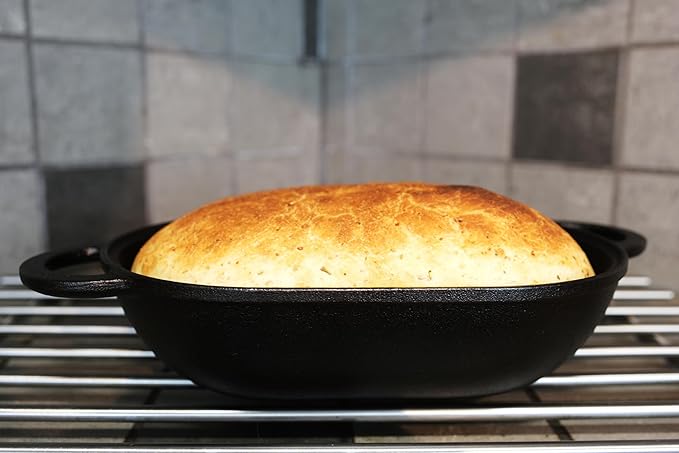 Crucible Cookware Cast Iron Bread Pan with Lid (Pre-Seasoned) with Loop Handles – Oven Safe Form for Baking and Cooking, Artisan Bread Kit - Loaf Pan