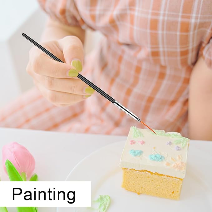 Aster 15Pcs Cake Decorating Brushes, Cake Painting Brushes Kit Food Paint Brushes Cookie Decorating Supplies Candy Icing Pastry Brush DIY Brush Set for Baking(Black)