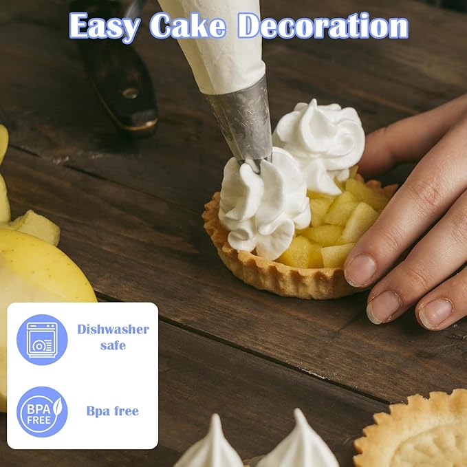 5 Pcs Cake Piping Tips, 1M 4B 6B 2D 1A frosting tips Stainless Steel Cakes Decorating Tip Set Large Piping Nozzles Baking Tools for Buttercream Icing Birthday Cake Cupcake DIY Art