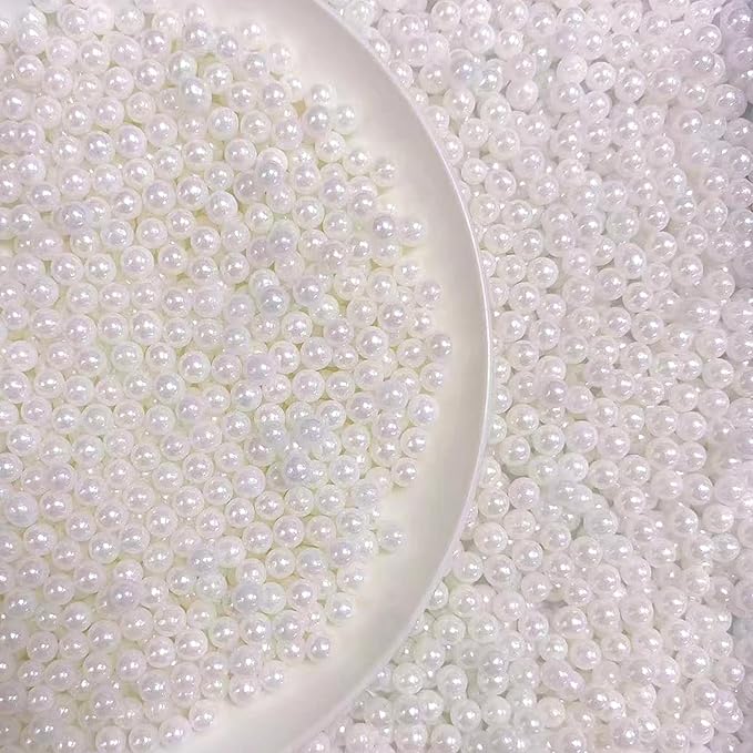 PhilaeEC White Peals 4mm Size Sprinkles for Cake Decoration Edible Candy Baking Cookie Cupcake Toppers Wedding Party Valentines Halloween Christmas Supplies 3.88oz