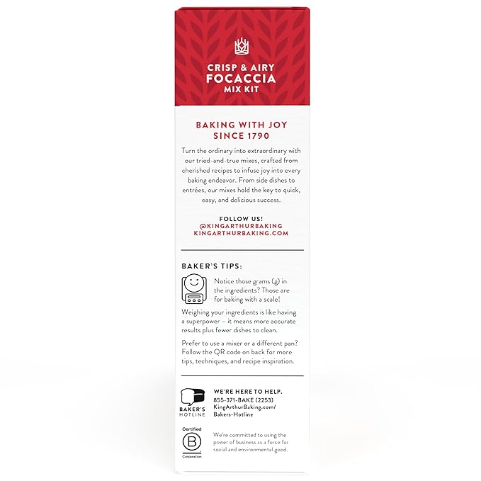 King Arthur Baking Company Crisp & Airy Focaccia Mix Kit 18.4 oz., Baking Mix - Ready in 1 hour (Pack of 2)