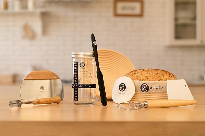 Sourdough Bread Baking Supplies and Starter Kit - Ultimate Bread Making and Sourdough Starter Kit with Proofing Baskets, Sourdough Jar, Bread Lame, Scrapers, and Danish Whisk