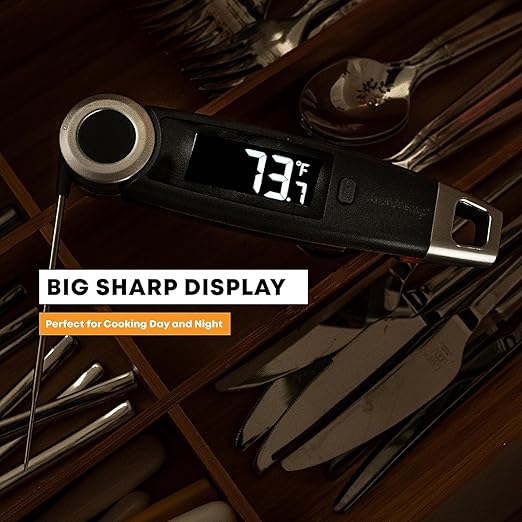 Finaltouch X10 Instant Read Digital Meat Thermometer NSF Certified Waterproof Professional for Cooking Grilling BBQ Baking Candy Oil with Rotating Probe and Backlit Display (American Flag)