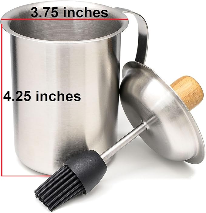 Marinade Sauce Pot w Silicone Basting Brush Set, Stainless Steel Barbecue Marinater Tenderizer with Lid for Outdoor BBQ Grilling Cooking Tools – Barbeque Accessories - Gift boxed