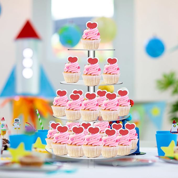 Clay Tonic 4 Tiered Acrylic Glass Premium Cupcake Holder-Cake Stand-Cupcake Stand-Dessert Stand-Tea Party Serving Platter (Round)