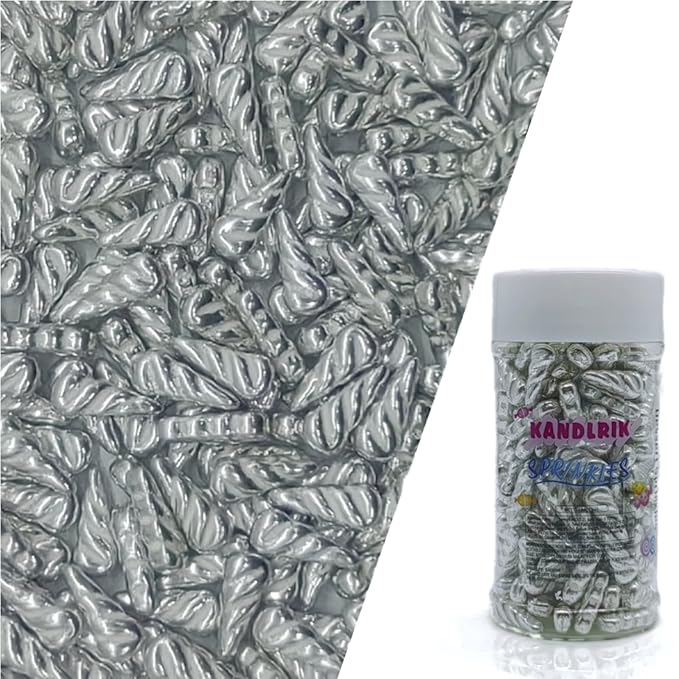 Silver Unicorn Horn Sprinkles Edible Unicorn Horn Cake Decorating Cake Decorations Cupcake Toppers Cookie Decorating Perfect for Cakes, Cupcakes, Desserts Toppings 3OZ